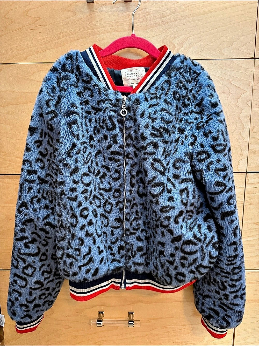 Hannah Banana Girls' Animal Print Bomber Jacket Size 12